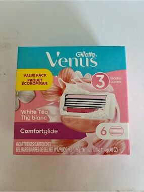 Gillette Venus White Tea Comfortglide Women's Razor Blade Refills -6 Count-